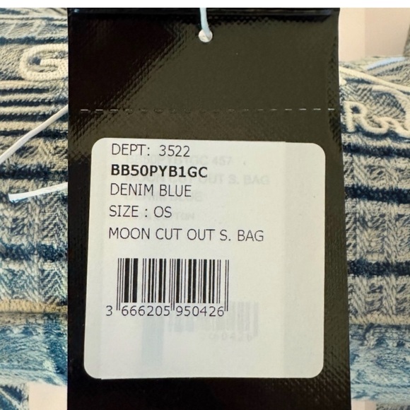 Givenchy 4G Logo Small Moon Cut Out Hobo Tote Handbag Denim Blue Shoulder Purse - Picture 17 of 17